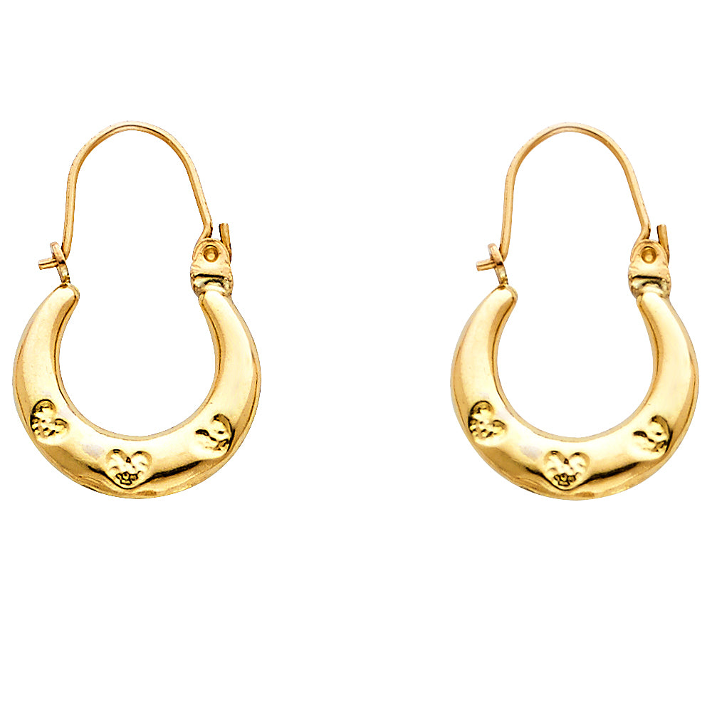 14K Yellow Gold Fancy Hollow Hoops