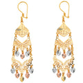 14K Yellow White Rose Gold Diamond Cut Chandelier Hang Earring