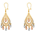 14K Yellow White Rose Gold Diamond Cut Chandelier Hang Earring