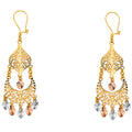 14K Yellow White Rose Gold Diamond Cut Chandelier Hang Earring