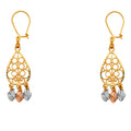 14K Yellow White Rose Gold Diamond Cut Chandelier Hang Earring