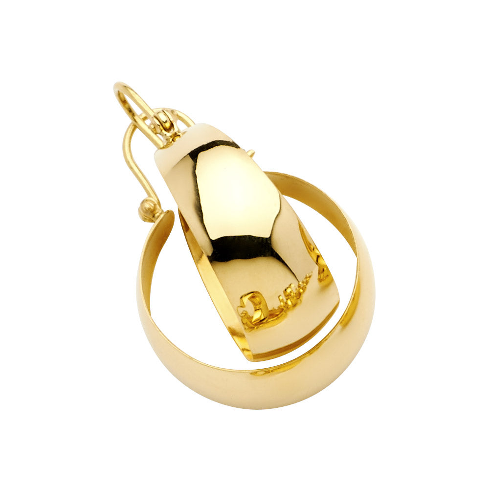 14K Yellow Gold Plain Graduated Hoops