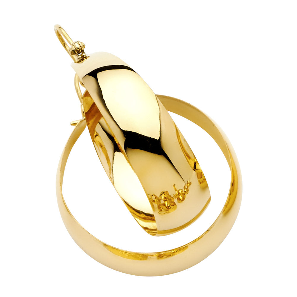 14K Yellow Gold Plain Graduated Hoops