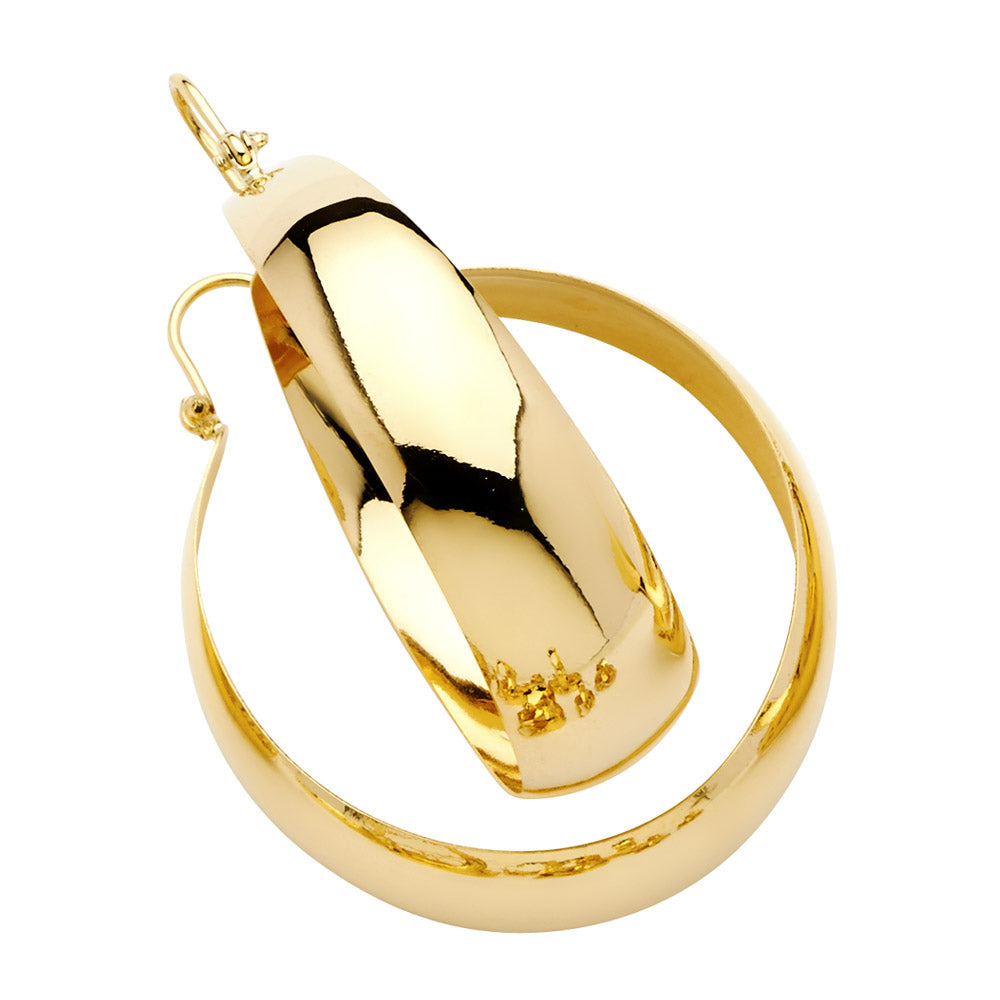 14K Yellow Gold Plain Graduated Hoops