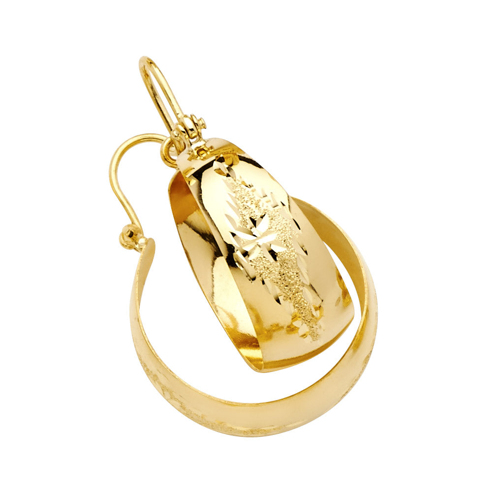 14K Yellow Gold Diamond Cut Graduated Hoops