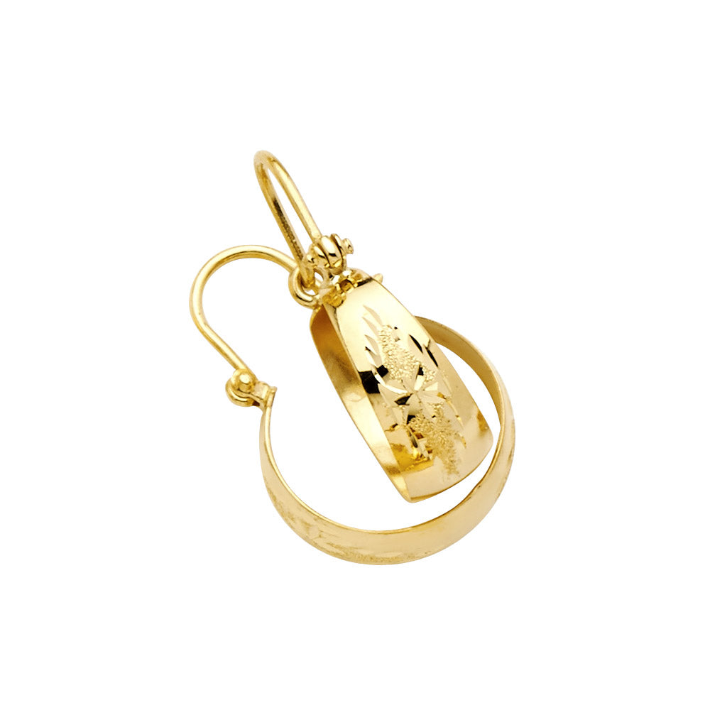 14K Yellow Gold Diamond Cut Graduated Hoops