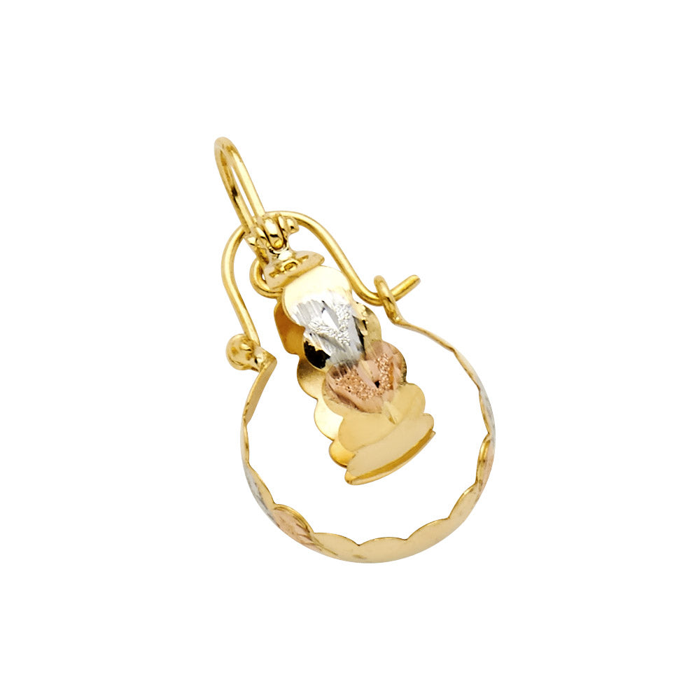 14K Yellow White Rose Gold Heart Diamond Cut Graduated Hoops