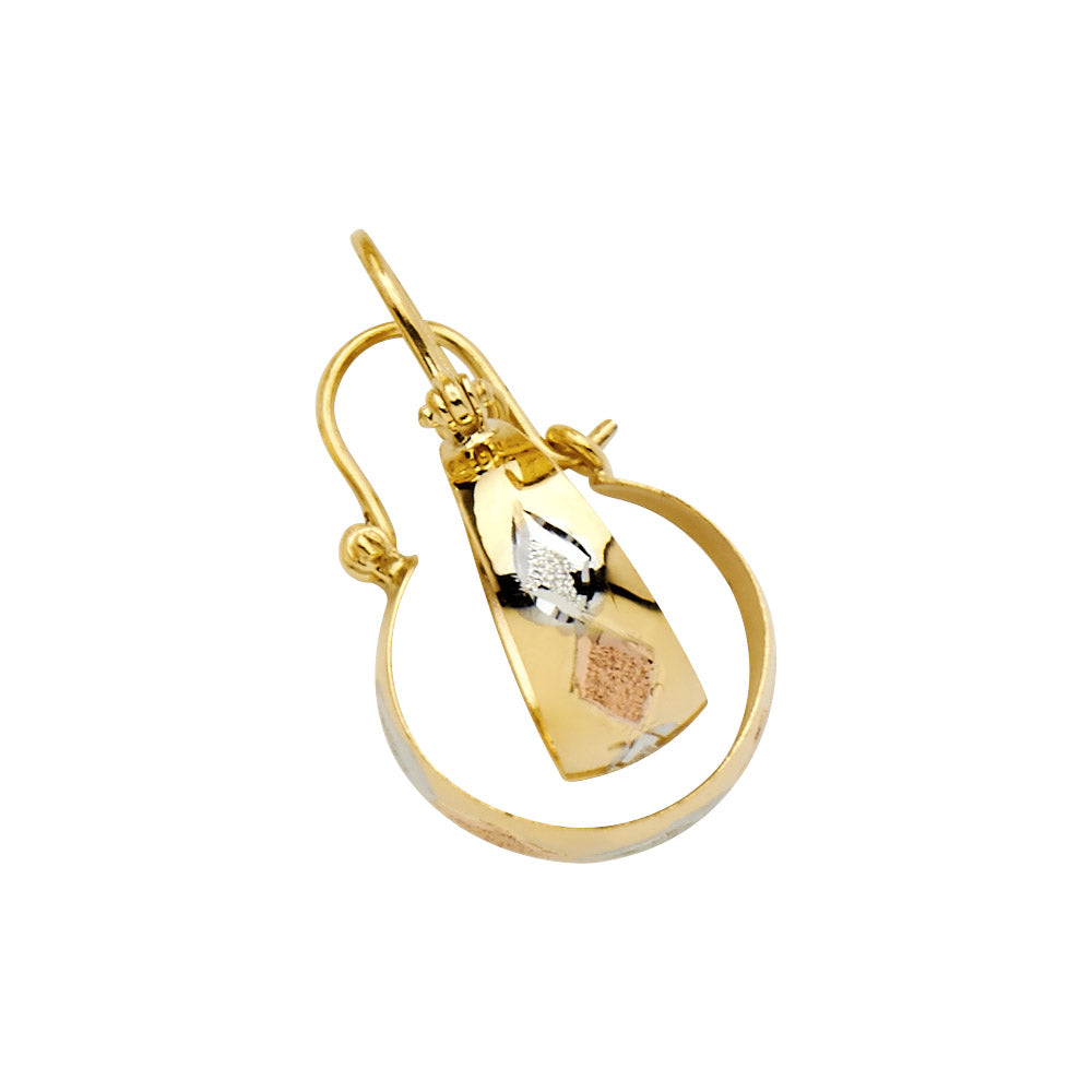 14K Yellow White Rose Gold Diamond Cut Graduated Hoops