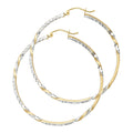 14K Two Tone Gold Curled Hoop Earring