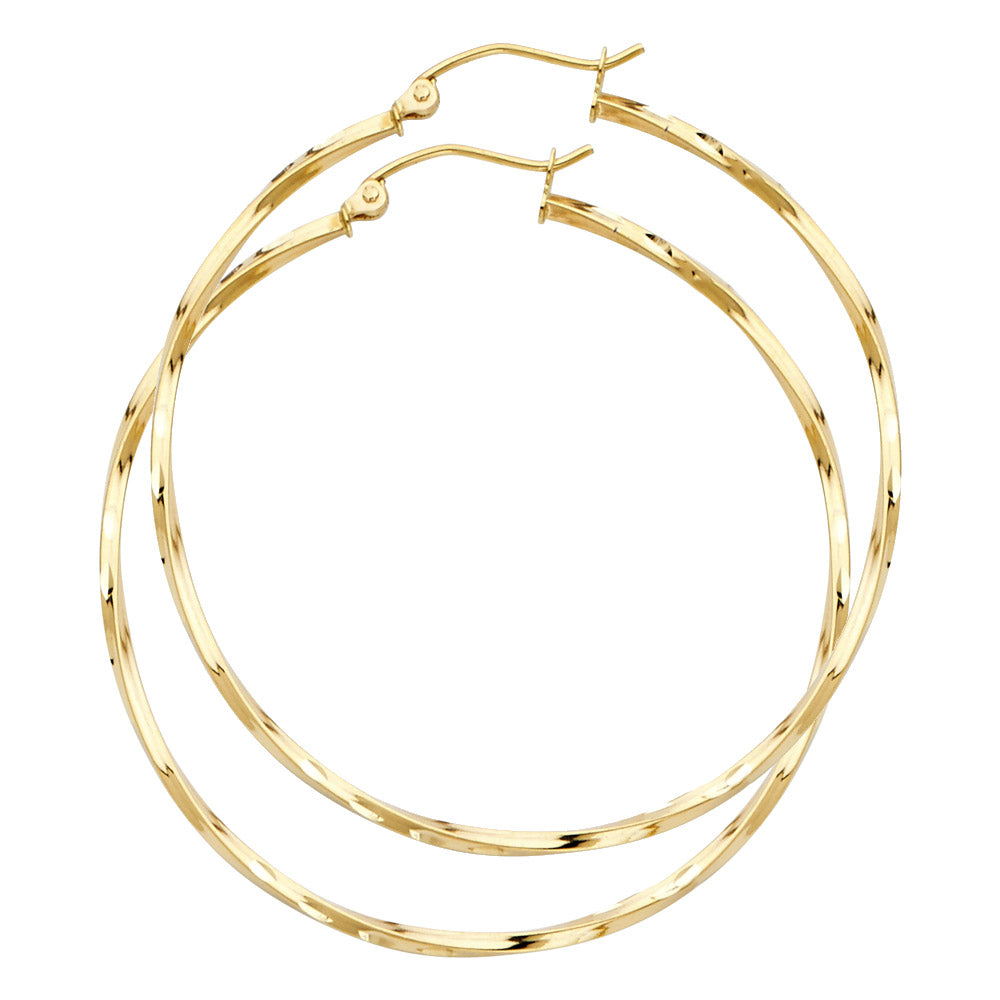 14K Yellow Gold Curled Hoop Earring