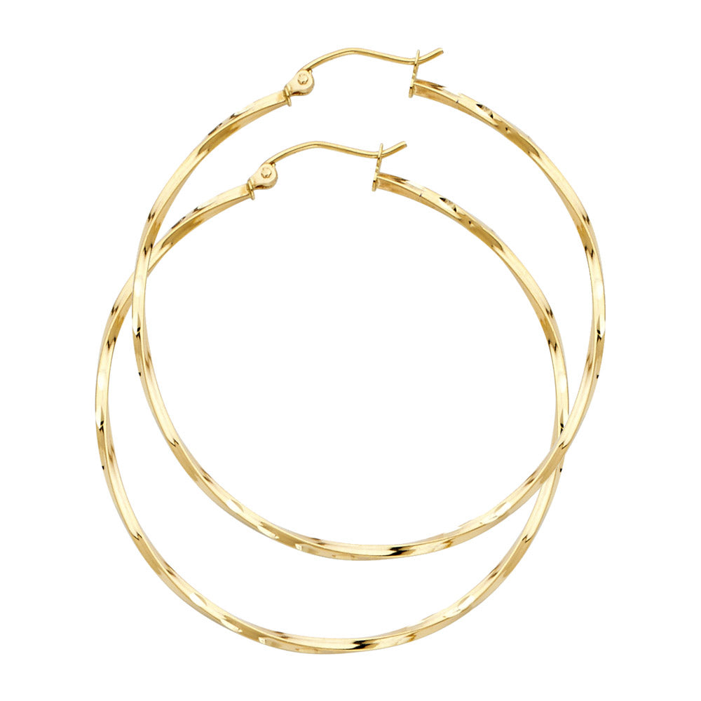 14K Yellow Gold Curled Hoop Earring