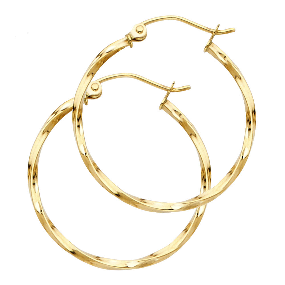 14K Yellow Gold Curled Hoop Earring