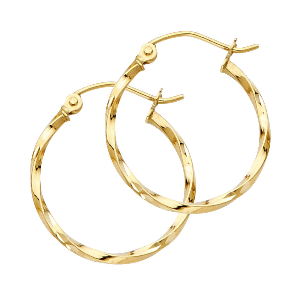 14K Yellow Gold Curled Hoop Earring