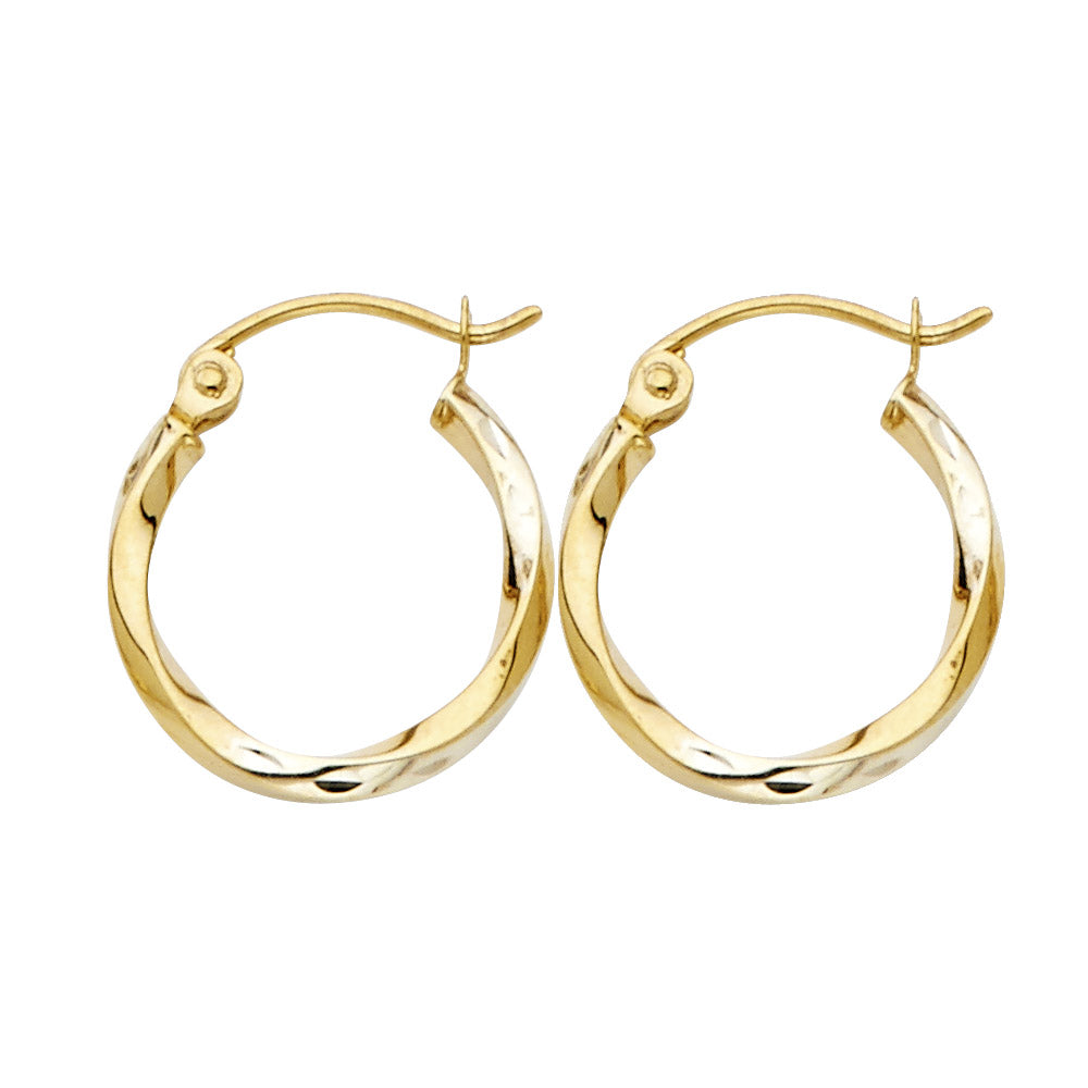 14K Yellow Gold Curled Hoop Earring