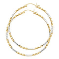 14K Two Tone Gold Curled Hoop Earring