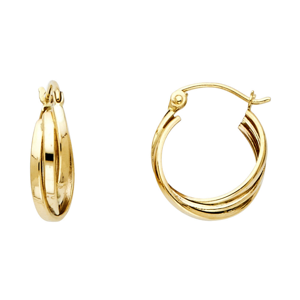 14K Yellow Gold 3Line Hoop Earring