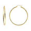 14K Yellow Gold Full Diamond Cut Hollow Square Tube Hoops