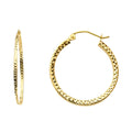 14K Yellow Gold Full Diamond Cut Hollow Square Tube Hoops