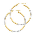 14K Two Tone Gold Diamond Cut Hoop Earring