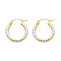 14K Two Tone Gold Diamond Cut Hoop Earring