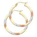 14K Yellow White Rose Gold Diamond Cut Hoop Earring