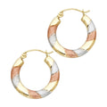 14K Yellow White Rose Gold Diamond Cut Hoop Earring