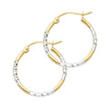 14K Two Tone Gold Diamond Cut Hoop Earring