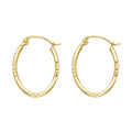 14K Yellow Gold Diamond Cut Oval Hoop Earring