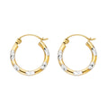 14K Two Tone Gold Diamond Cut Hoop Earring