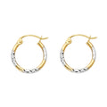 14K Two Tone Gold Diamond Cut Hoop Earring