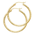 14K Yellow Gold Diamond Cut Hoop Earring