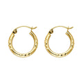 14K Yellow Gold Diamond Cut Hoop Earring
