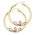 14K Yellow White Rose Gold Guadalupe Hoop Earring