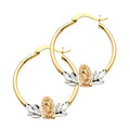 14K Yellow White Rose Gold Guadalupe Hoop Earring