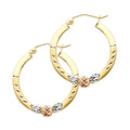 14K Yellow White Rose Gold Flower Square Hoop Earring