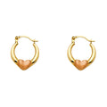 14K Two Tone Gold Heart Hoop Earring