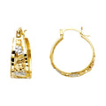 14K Two Tone Gold Lucky Hoop Earring