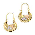 14K Yellow White Rose Gold Flower Basket Earring