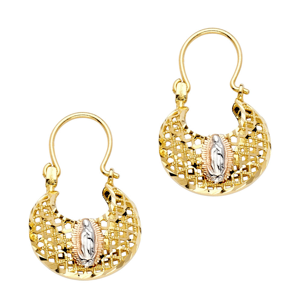 14K Yellow White Rose Gold Guadalupe Basket Earring