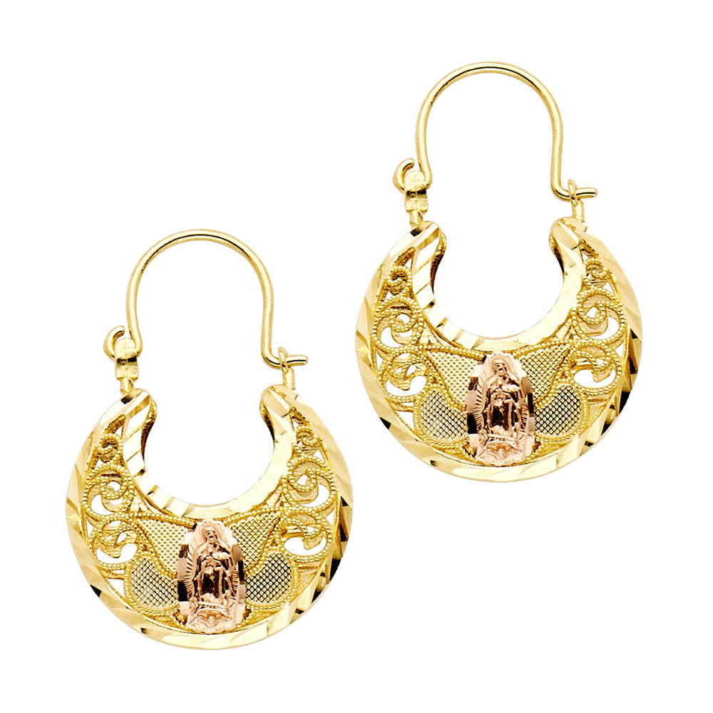 14K Two Tone Gold Guadalupe Basket Earring