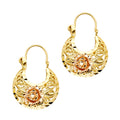 14K Two Tone Gold Flower Basket Earring