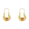 14K Two Tone Gold Flower Basket Earring
