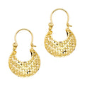 14K Yellow Gold Diamond Cut Basket Earring