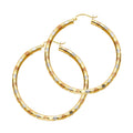 14K Yellow White Rose Gold 3 mm Diamond Cut Hoop Earring