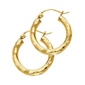 14K Yellow Gold 3 mm Diamond Cut Hoop Earring