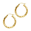 14K Yellow Gold 3 mm Diamond Cut Hoop Earring