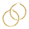 14K Yellow Gold 3 mm Diamond Cut Hoop Earring