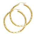 14K Yellow Gold 3 mm Diamond Cut Hoop Earring