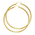 14K Yellow Gold 3 mm Diamond Cut Hoop Earring