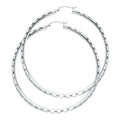 14K White Gold 3 mm Diamond Cut Hoop Earring